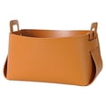 thumbnail image 1 of Guardoinrt Storage Basket Leather Organizer with Handle Decorative Holder Container Box Detachable Cosmetic Stationery Decoration Brown Orange S, 1 of 9