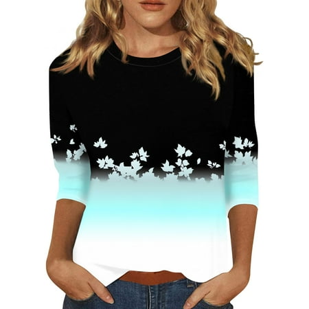 Lace Corset Tops For Women  3/4 Sleeve Shirts Cute Flower Print Graphic Tees Blouses Casual Plus Size Basic Tops Pullover Women 2025 Butterfly Tops Red Tank Top Casual (4XL  Cyan) ZMTing