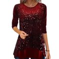 thumbnail image 2 of Women Sequin Party Tunic Tops Long Sleeve Casual T-Shirt Blouse O Neck Clothing, 2 of 9