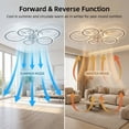 thumbnail image 3 of 39.4'' Modern Flush Mount Ceiling Fan with Lights and Remote, Large Low Profile Bladeless Ceiling Fan, 6 Speeds Reversible DC Motor, Dimmable LED 3-Color Change for Living Room Bedroom, White, 3 of 7