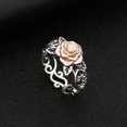 thumbnail image 3 of Opvise Elegant Two Tone Women Rose Flower Hollow Band Finger Ring Wedding Jewelry Gift, 3 of 7