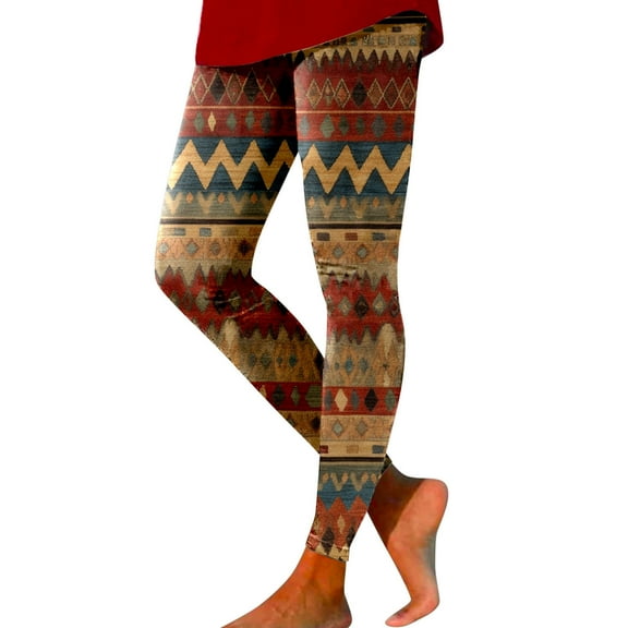 UFOUND Women Geometry Boho Print Tights Leggings Yoga Sport High Waist Tummy Control Stylish Workout Trousers
