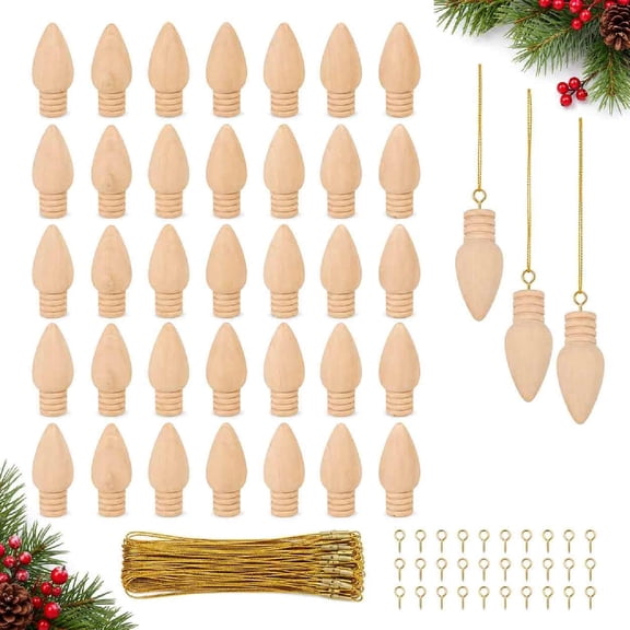 Wooden Christmas Bulbs, Wooden Light Bulbs for Crafts, Wooden Craft Light Bulbs