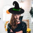 thumbnail image 4 of Deeceymbur Gold Velvet Witch Hat with Hook Design Three Layer Breathable Halloween Party Hat Green Yellow Options 15.3x17.3in, 4 of 6