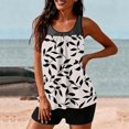 thumbnail image 6 of longantii Womens Swimsuits Tankini Two Piece Fashion Printed Blouson Tank Tops Tummy Control Modest Swimsuits with High Waist Swim Shorts Tankini Swimwear Gray L, 6 of 7