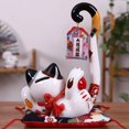 thumbnail image 4 of 8.6 Inch Ceramic Maneki Neko Lucky Cat Money Box Coin Bank Japanese Long Tail Fortune Cat Feng Shui Home Decor ,A, 4 of 8
