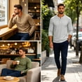 thumbnail image 5 of Dweltoz Men's Henley Shirts Long Sleeve 3 Button Casual Basic Solid Pullover Shirt Soft Comfortable Lightweight Classic Tee Tops,Light Gray L, 5 of 5