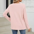 thumbnail image 5 of WCMZJ Women's V Neck Waffle Knit Shirts Long Sleeve Tunic Tops Solid T Shirts Casual Pullover Sweaters Top Pink S, 5 of 5