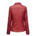 thumbnail image 7 of IROINNID Women's Faux Leather Jacket Savings Long Sleeve Notch Lapel Slim Fitted Biker Moto Jacket,Red, 7 of 7