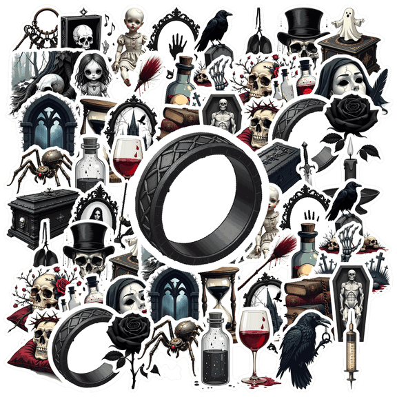 Dark Halloween Stickers, Waterproof Ghost Sticker for Water Bottle Laptop Phone Cases Planner Skateboard Luggage Helmet Party Favor Decor, Ideal for Adults Teens Teacher Rewards
