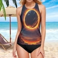 thumbnail image 5 of Women's Printed Tankini Top - High Elasticity Slim-Fit Swimsuit with Removable Straps & Cups, Perfect for Beach & Pool Parties，Ball, 5 of 7