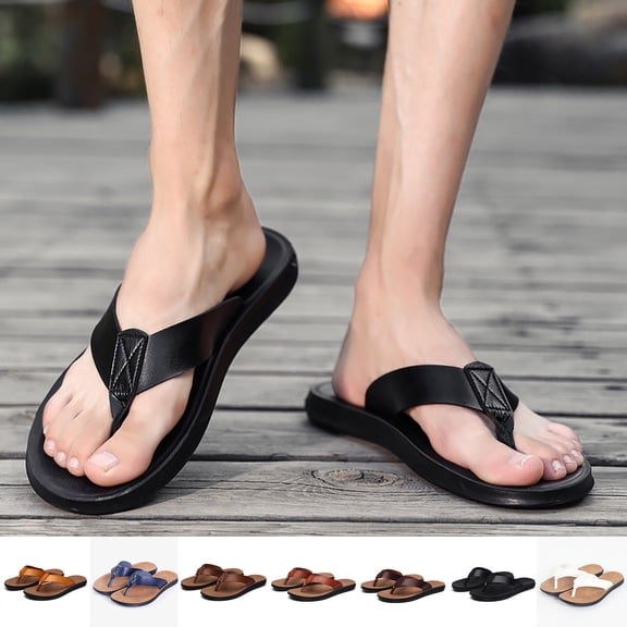 CAIXIA Flip Flops for Men, Non Quick-Dry Beach Slippers with Fashion Design, Comfortable and Lightweight Sandals for Summer Outdoor Home Wearing