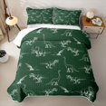 thumbnail image 2 of Feelyou Deep Green Dinosaur Twin Quilt Set for Boys Men, Retro Line Wildlife Art Twin Coverlet Set, Green, 2-Piece, 2 of 7