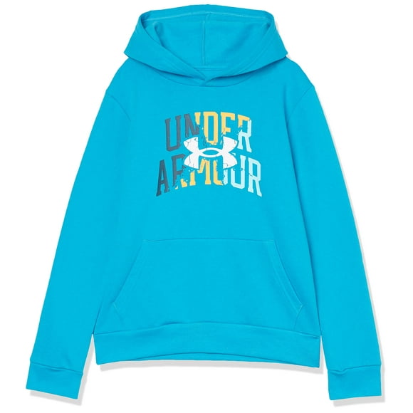 Under Armour Boys' Rival Fleece Layers Hoodie , Radar Blue (422)/Omega Orange , Youth X-Large