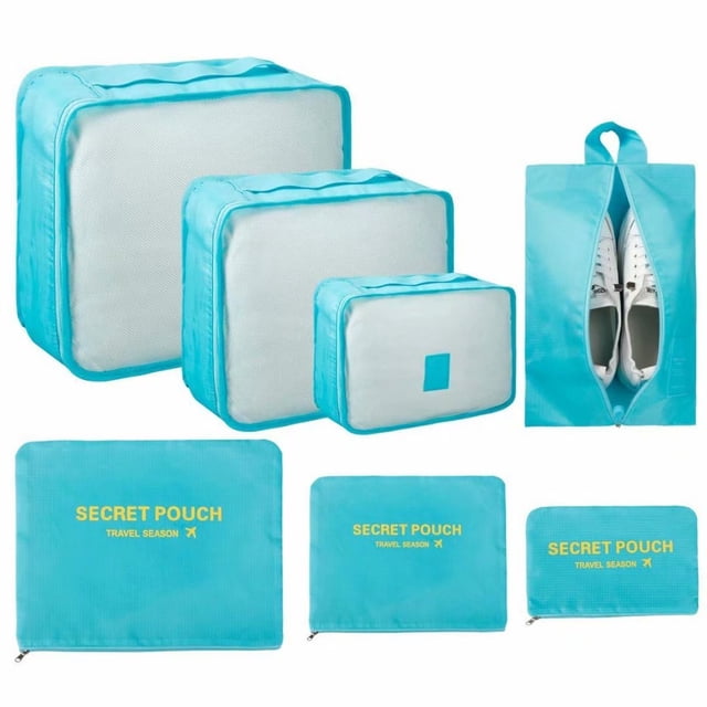 7 Set Packing Cubes Travel Luggage Waterproof Organizers