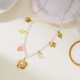 thumbnail image 4 of PISONIC Women Boho Imitation Pearl Beaded Choker Necklace, Gold‑Tone Multi Charms Necklace with Flower, Butterfly, Sun, Cactus & Leaf Pendants, Sweet Summer Casual Statement Jewelry for Ladies, 4 of 5