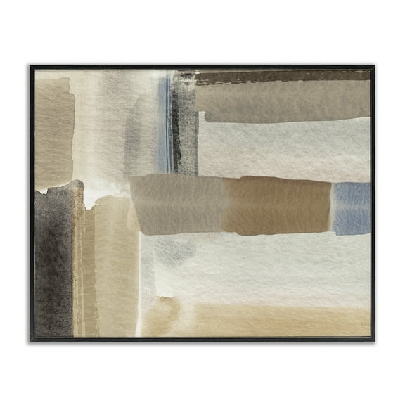 Stupell Industries Soft Brushed Neutral Pattern Abstract Painting Black Framed Art Print Wall Art, 14 x 11