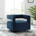 thumbnail image 2 of Modway Booth Modern Performance Velvet Swivel Armchair in Midnight Blue, 2 of 9