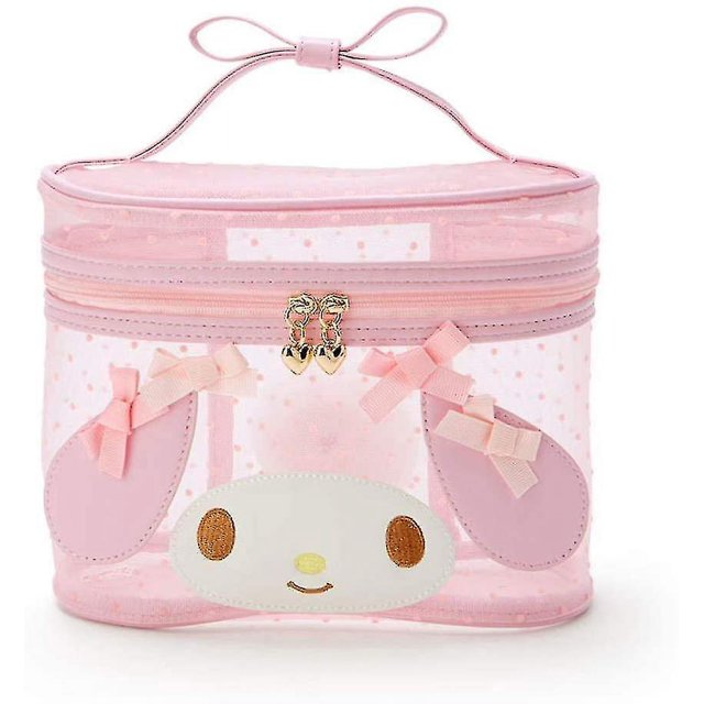 Caja de almacenaje para maquillaje transparente bonita, bolsa de cosméticos de malla rosa Kawaii, caja de almacenamiento de belleza, bolsa de cosméticos-my Melody Hs