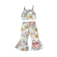 thumbnail image 2 of Pudcoco 2Pcs Toddler Girl Summer Outfits Floral Print Tank Tops + Flare Pants, 2 of 6