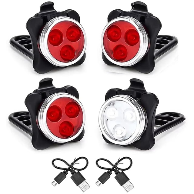 Juego de Luces de Bicicleta Recargables por USB: Luz Delantera (Luz ) y Luz Trasera (Luz LED Roja) para Accesorios de Bicicleta de Carretera.