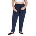 thumbnail image 4 of HDE Womens Plus Size Pull On Pintuck Pants with Pockets Navy Blue - 4X, 4 of 7