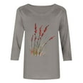 thumbnail image 6 of CYMMPU Tunic Tops 3/4 Sleeve Spring Tops Flower Printed Round Neck Blouses for Women Dressy Casual Loose Fit Fall Fashion Shirts Lightweight Basic T-Shirts Gray S, 6 of 6