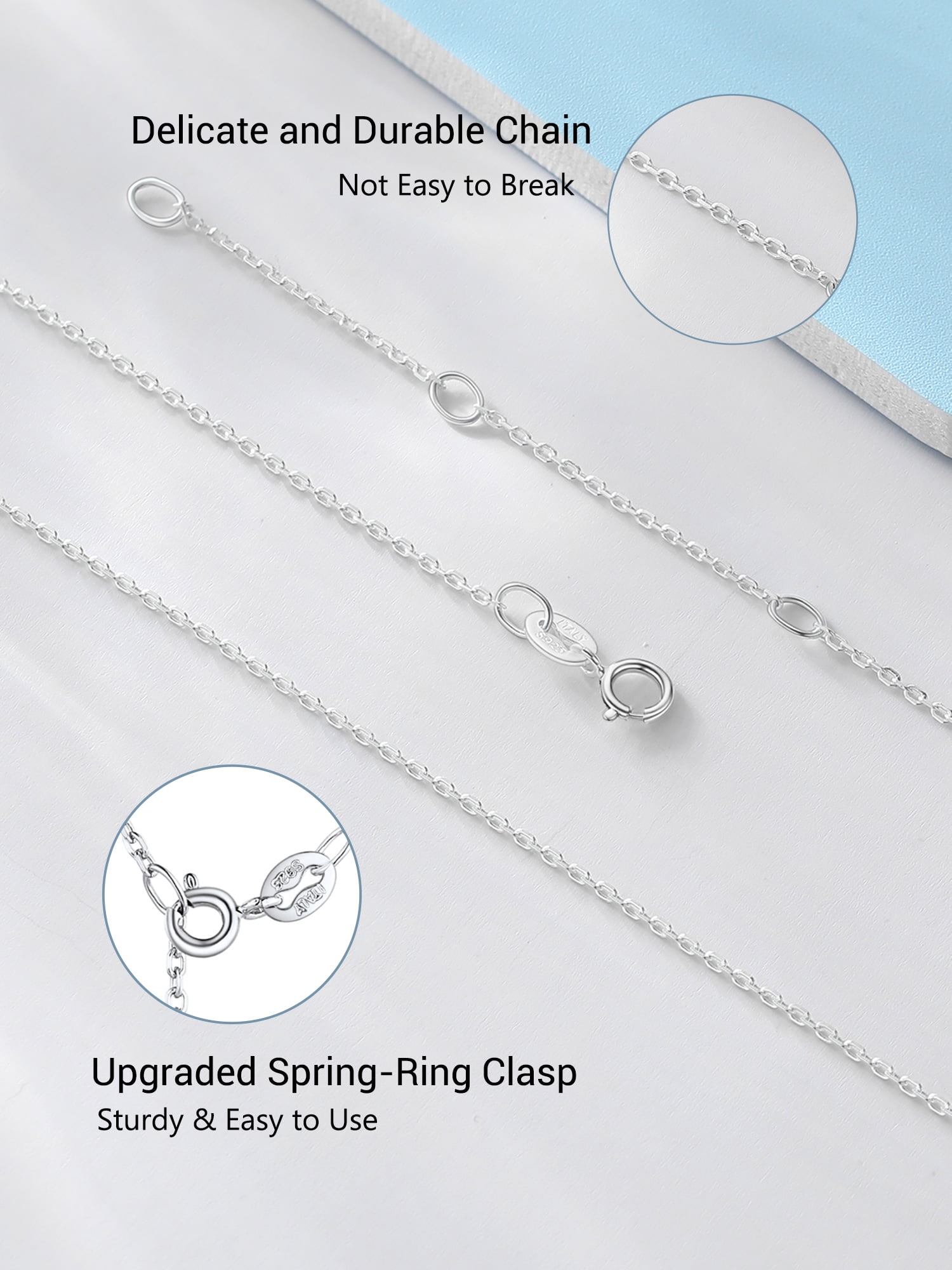 PROSTEEL Pure 925 Sterling Silver necklace Chain for Women 1.1mm Cable Chain Necklace Thin 18 Inch Birthday Mother Day Jewelry Collection Gift for Mom Wife Girlfriend Adult