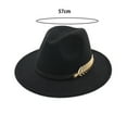 thumbnail image 6 of opvise Jazz Hat Unisex Comfortable Breathable Big Brim Leaf Belt Decor British Style Royal Derby Hat Coffee, 6 of 8