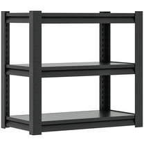3-Tier Adjustable Garage Shelving, Easy to Install, Heavy Duty Garage Storage Shelves Organizer for Garage, Kitchen, 34"W*18"D*31.5"H, Black