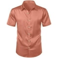 thumbnail image 5 of QIUOMBBP Plus Size Cargo Shirts for Men Short Sleeve Solid Button Down Tees with Multi Pockets Loose Casual Comfy Summer Outdoor Tshirts Rose Gold S, 5 of 9
