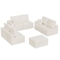thumbnail image 4 of Lacoo Open Modular Sofa Set, Soft Corduroy Upholstered Modular Sectional Couch with Accent Pillows, Flexible Seating for Family & Guest, Beige, 4 of 7