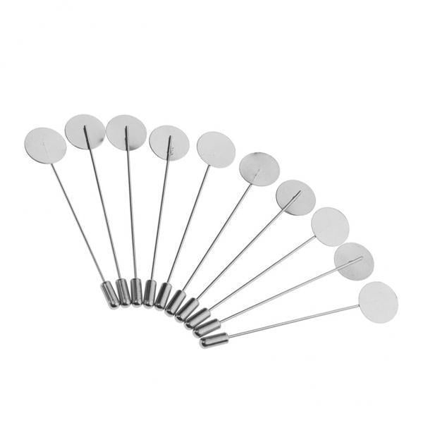 2x 10 piezas de bricolaje con abalorios para abrigos con configuración de bandeja redonda en blanco, plata para hombres, mujeres, alfileres para el oj Sunnimix Base de alfiler de solapa