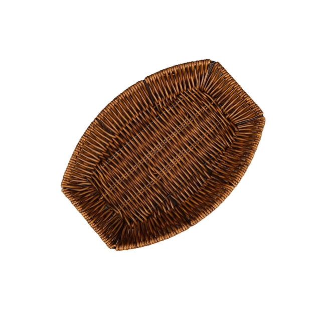 Plastic Woven Storage Basket with Handles, 11.42 x 8.66 x 1.57 Inches Multifunctional Organizer for Fruits Vegetables Snacks Bread Candy, Sturdy Imitation Rattan Design f