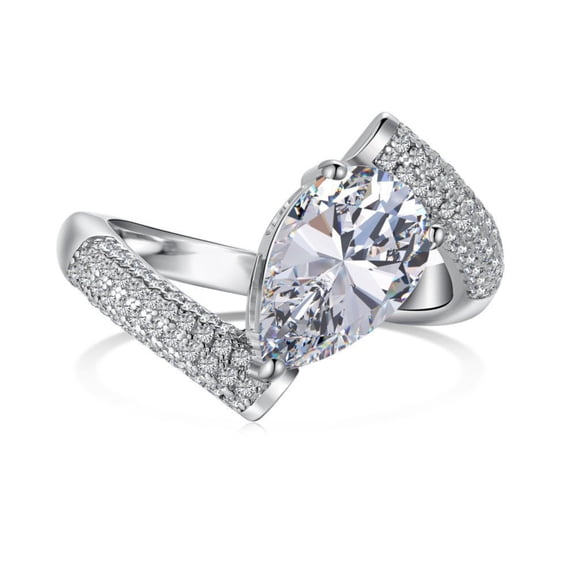 Exquisite 3 Carat Lab Created Twisted Moissanite Rings for Women Pear Cut D Color VVS1 925 Sterling Silver Diamond Engagement Rings Ideal Choice for Couple Parties Date Travel