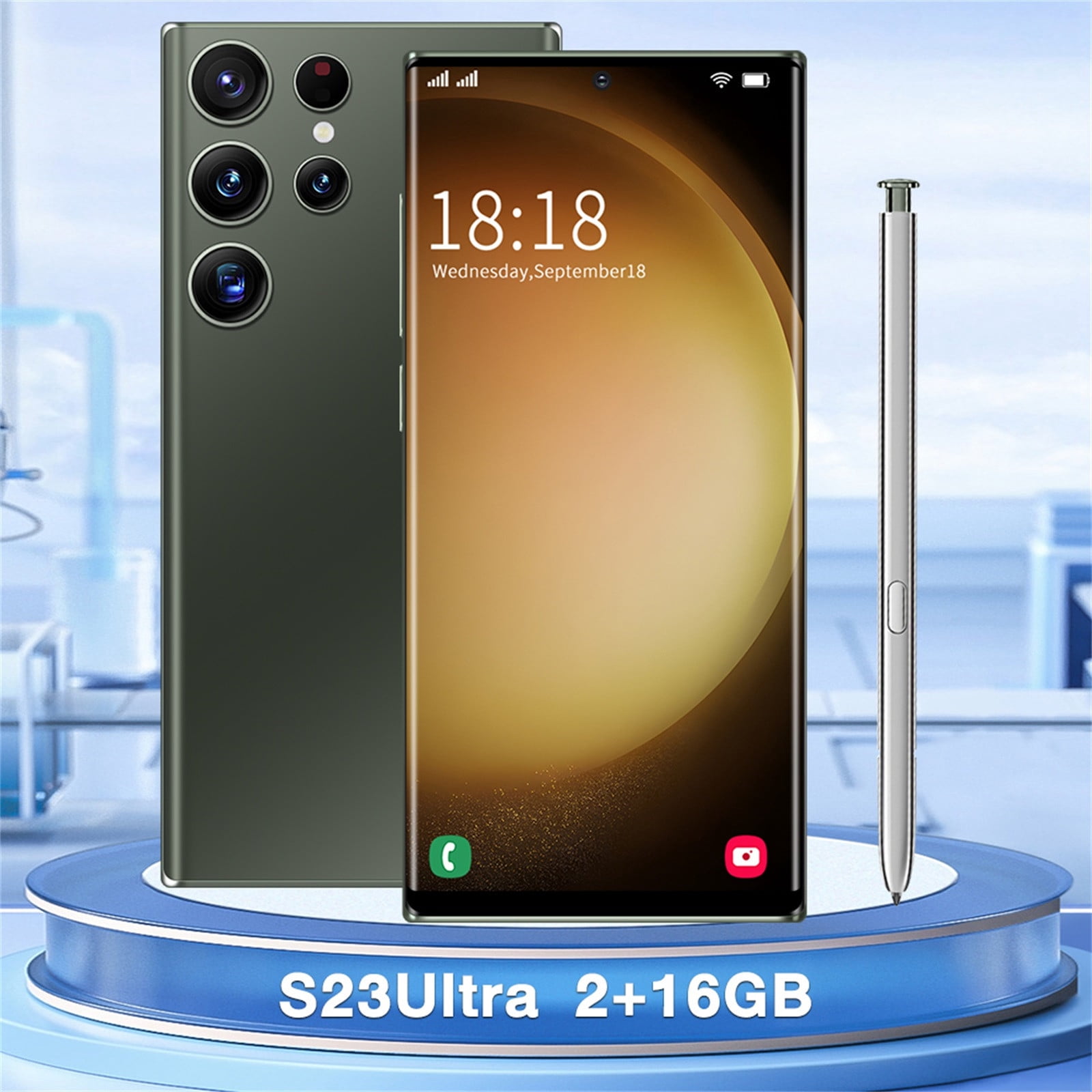 HOMBOTI Cell Phone Clearance Unlocked Phone S23 3G Smartphone 6.7-inch HD Standby Card Slot 2+16G Memory 2600mAh Battery Support Extension 128g Face Unlock