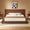 Natural Wood - King, variant on HanuQ Queen Low Profile Platform Bed with Vertical Fluted Headboard, Solid Wood Frame Japandi Style Floor Bed, No Box Spring Needed, Walnut