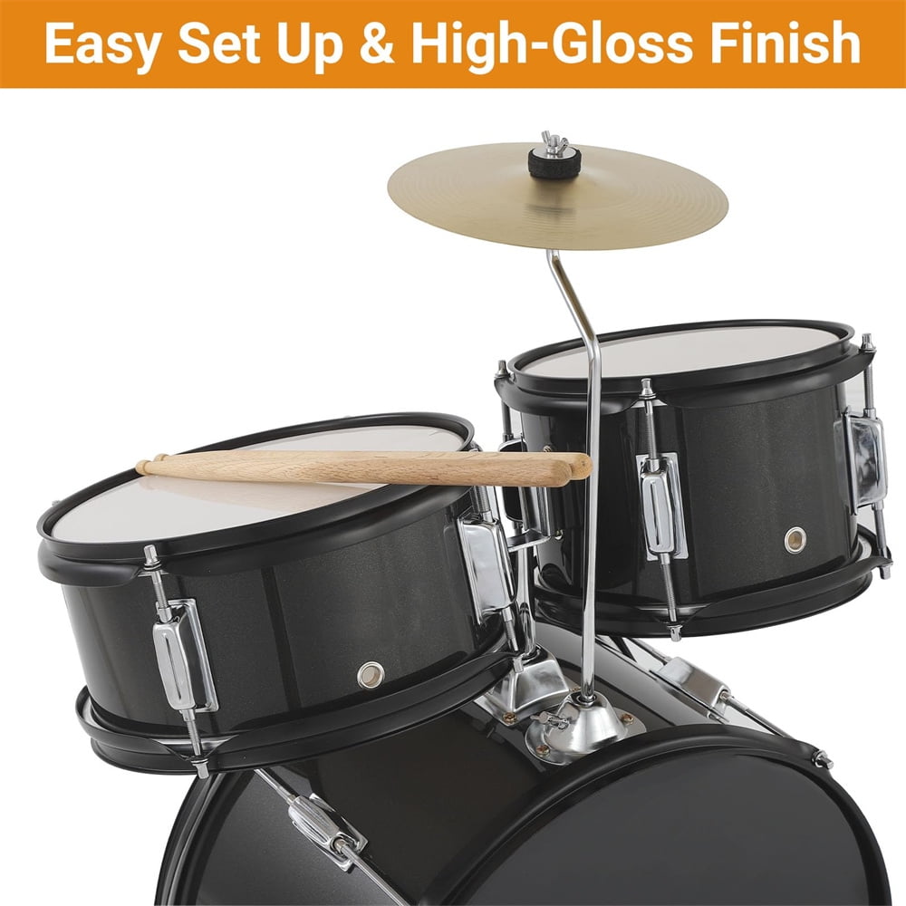 5 Piece Kids Drum Set, Junior Drum Kit with Bass Drum, Tom, Snare Drum, Hi-Hat, Cymbal and Drum Pedal, Full 16in Youth Drum Set with Drumsticks and Drum Stool for Boys and Girls