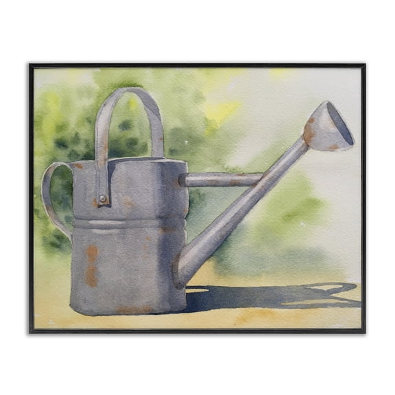 Stupell Industries Cottage Country Watering Can in Garden Black Framed Giclee Art, 14 x 11, by Stephanie Fielden