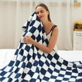 thumbnail image 2 of LAICAIW Checkered Throw Blanket，Checkered Blanket Throw Cute，Throw Blankets Checkerboard Grid Chessboard Gingham Warmer Comfort Plush Reversible Microfiber Cozy Decor for Home Bed Couch (Blue, 60", 2 of 7