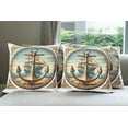 thumbnail image 6 of Ambesonne Nautical Throw Pillow Cover 4 Pack, Vintage Maritime Anchor, 18", Pale Brown and Soft Blue, 6 of 7