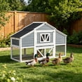 thumbnail image 2 of Outdoor 2 Story Duck Coop with 4 Nesting Boxes, Predator Proof Duck House for 4-6 Ducks, 66.2",White & Gray, 2 of 7