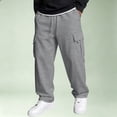 thumbnail image 3 of Dwellite Baggy Cargo Sweatpants for Men Wide Leg Jogger Pants Loose Fit Fashion Solid Color Trousers with Pockets Light Gray M, 3 of 6