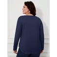 thumbnail image 4 of JYLFC Womens Plus Size Shirts Long Sleeve V Neck Loose Casual Basic Tops, Navy XL, 4 of 5