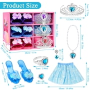 Flybay Princess Dress up for Girls, 27Pcs Toddler Dress up Toys Costumes Set Skirts, Shoes, Crowns, Pretend Play Birthday Gifts for 3-7 Year Old Girls
