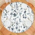 thumbnail image 2 of Floral-patterned round tablecloth with stretch-fit hem, water-resistant polyester fabric, fits 44-52 inch diameter tables, big size, 2 of 3