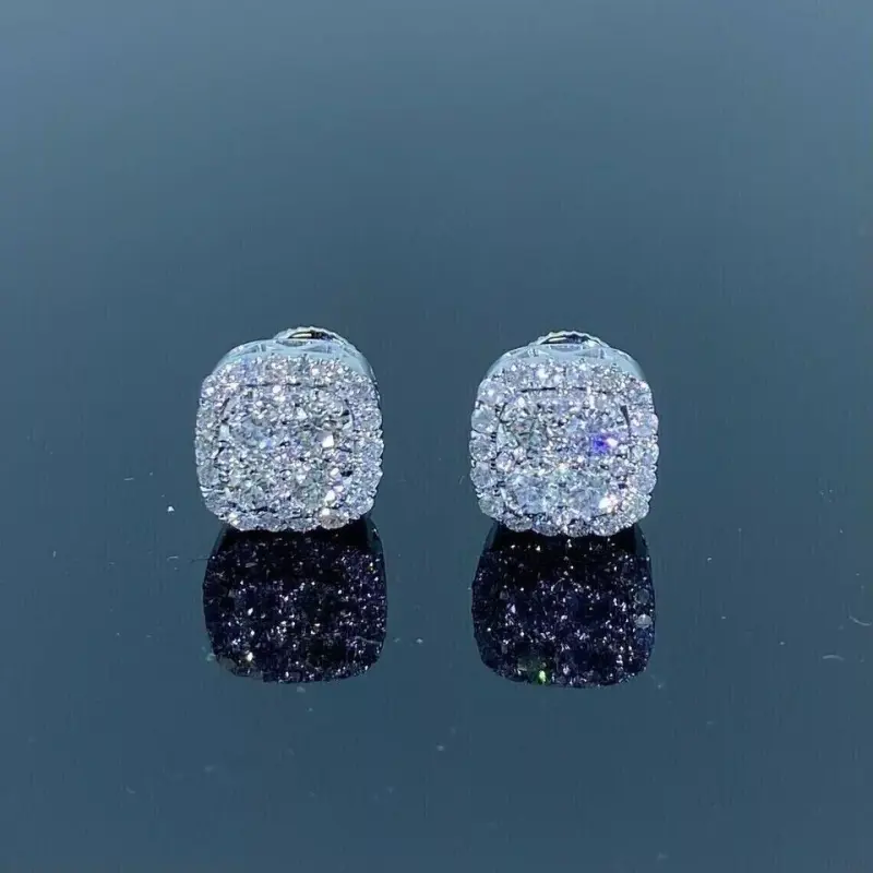 3Ct Round Cut Lab Created Diamond Men Cluster Stud Earring 14K White Gold Plated