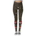 thumbnail image 3 of Fiaer Christmas Womens Leggings Black Plus Size Pants Glass Printed Slim Fit High Waisted Trousers Coffee M, 3 of 5