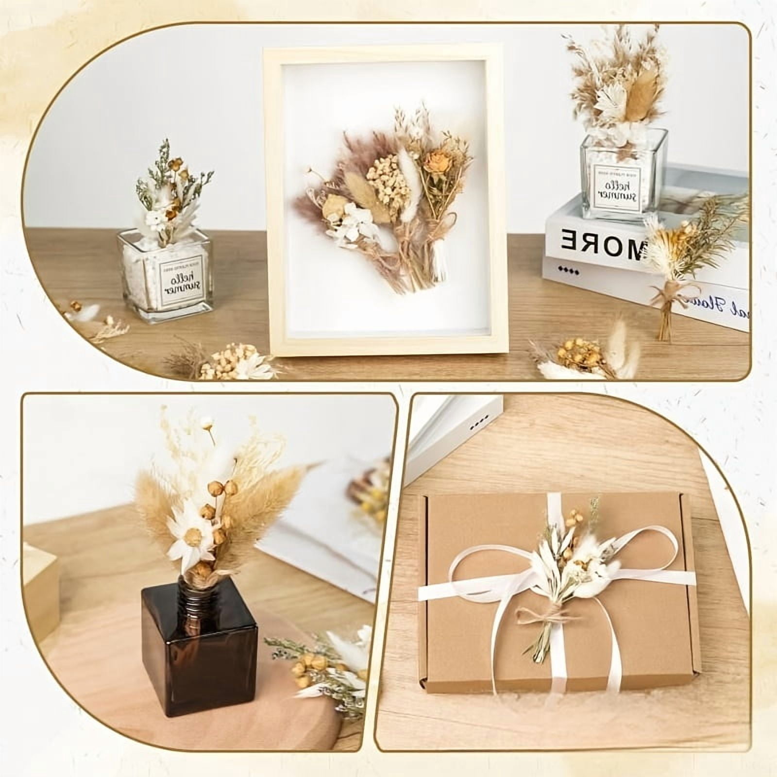 24Pcs Mini Dried Flower Bouquet, 6 Inch Small Dried Flowers With Soft Beige &White Tones, Daisies, Baby’s Breath, Perfect For Boho Wedding Decor, Rustic Wedding Decor, Vase Arrangements, Home Decor