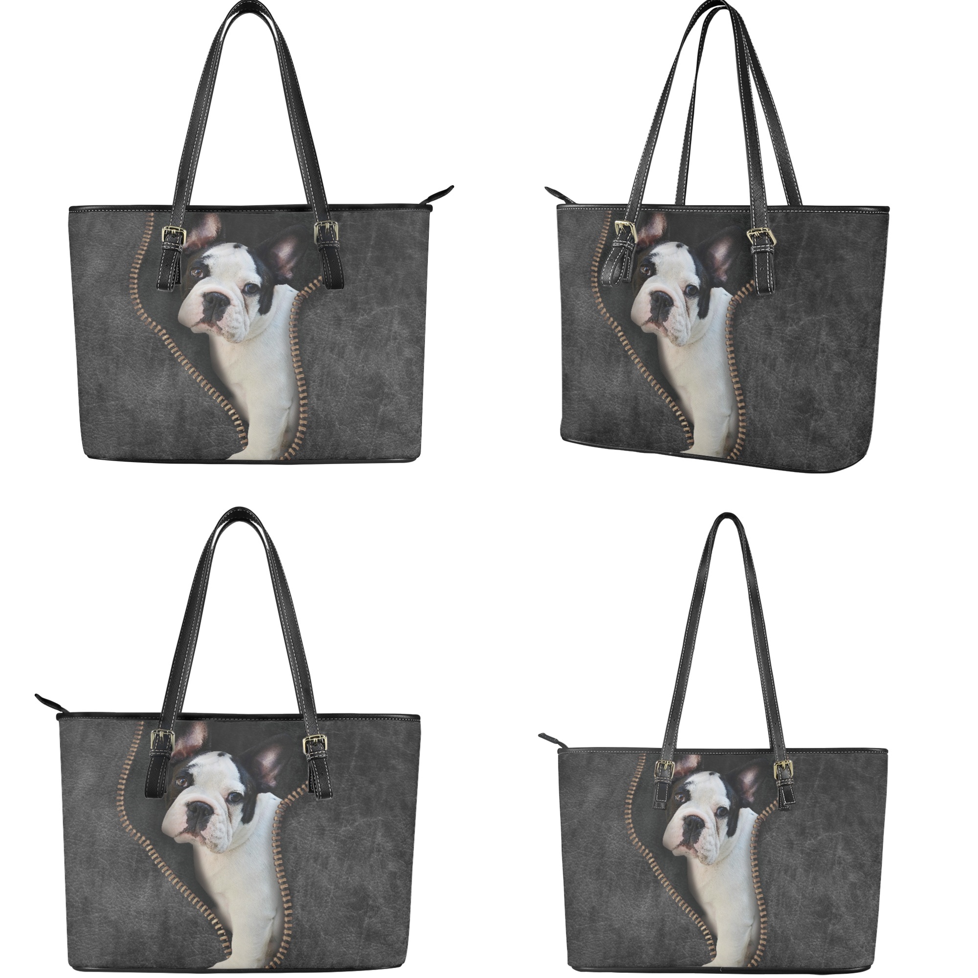 ZUXONGSY Bulldog Print Women's Leather Tote Bag and Wallet Set Lightweight Top Handle Satchel Purse with Matching Clutch for Shopping Work